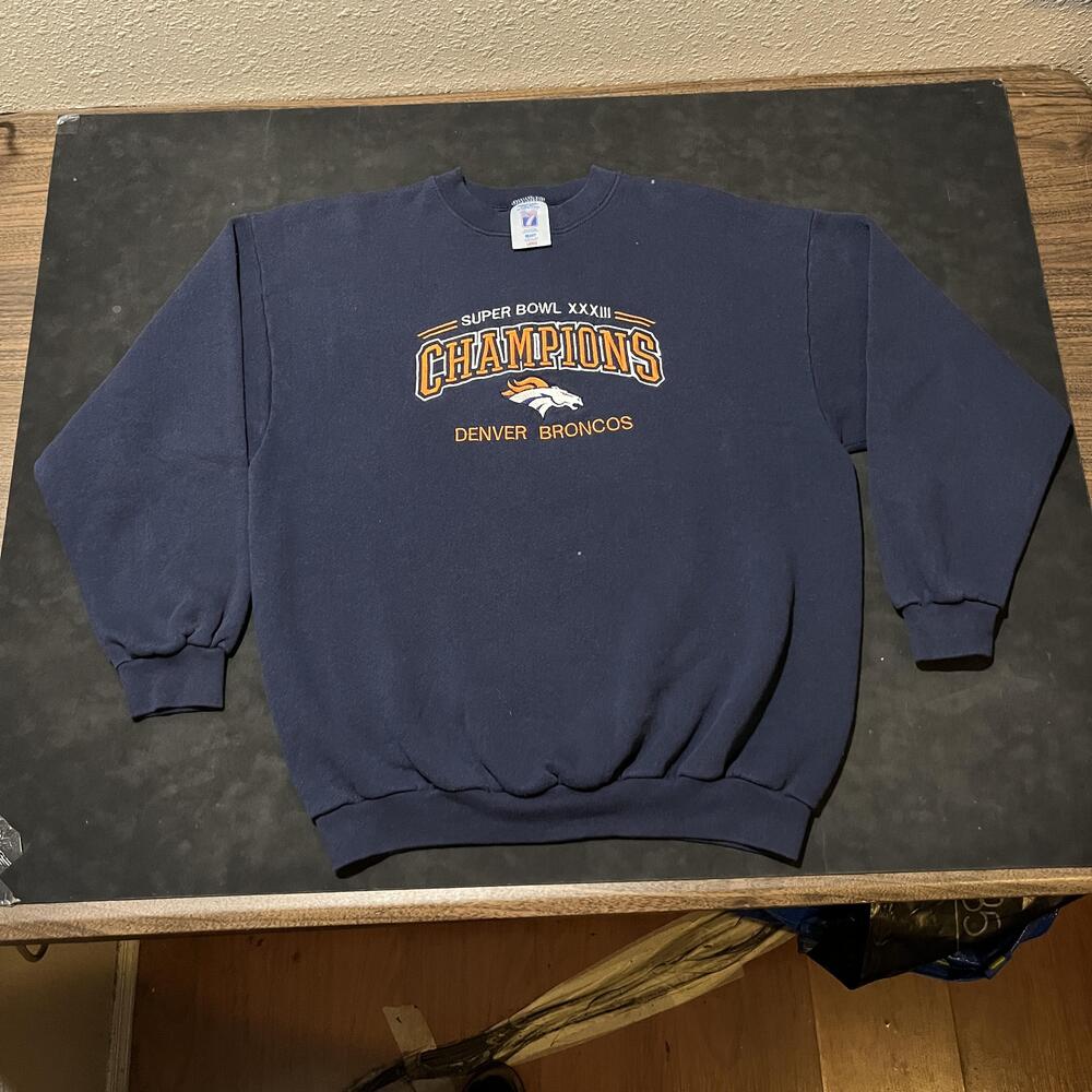 Vintage Denver Broncos Sweater Mens Large NFL Football Super Bowl XXXIII Logo 7